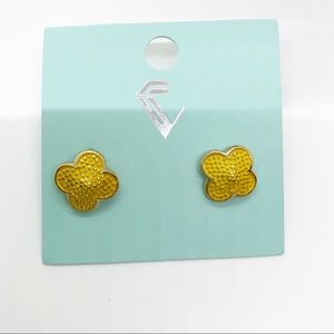 💕 Gold Clover Earrings Yellow Earrings Studs